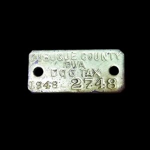 Vintage 1948 Dubuque Iowa Dog Tax Tag - Gold 🐕✨ #Vintage #Dog #Tax #Gold #Iowa
